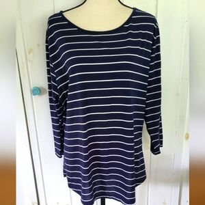 Riders by Lee Striped Keyhole Back Scoopneck Top